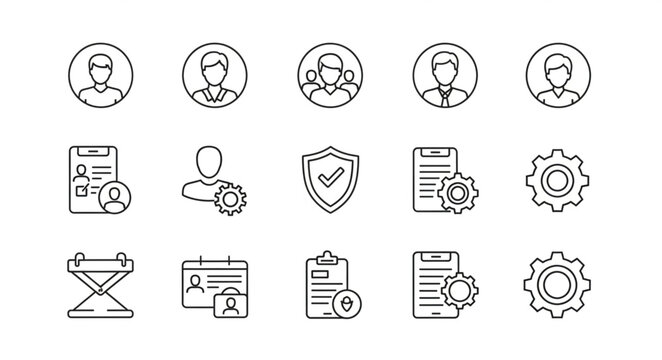 Collection of Human Resource Management Icons and Symbols.