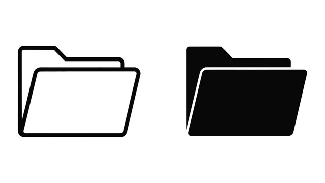 Simple folder icon set with nested document
