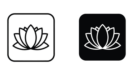 Naklejka premium Minimalist lotus flower icon in white and black versions