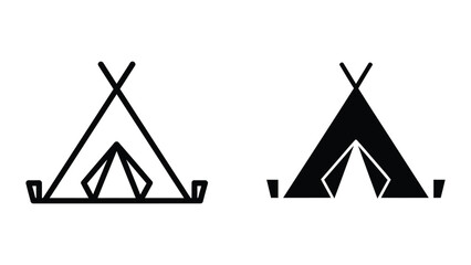 Simple camping tents icon set with teepee style © Jahidul