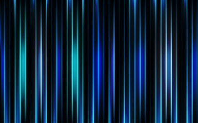 Fototapeta premium abstract dark blue glass texture with thin vertical neon stripes and glowing light refractions background
