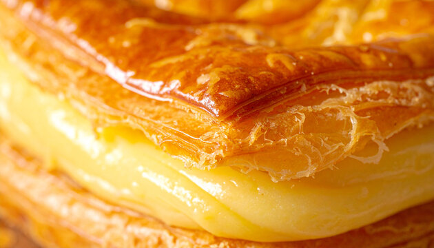 Kue pastri isi custard yang lezat dengan lapisan keemasan