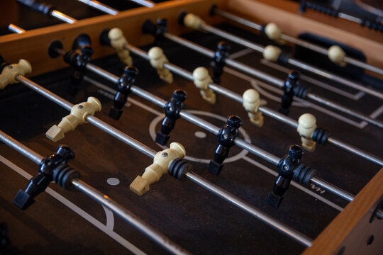 Foosball game at a sports bar
