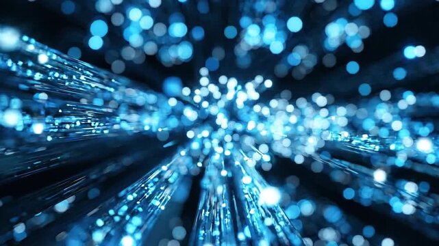 Digital Galaxy: An abstract, close-up perspective of countless radiant, sapphire-hued lights, evoking the vastness and interconnectedness of a digital universe.