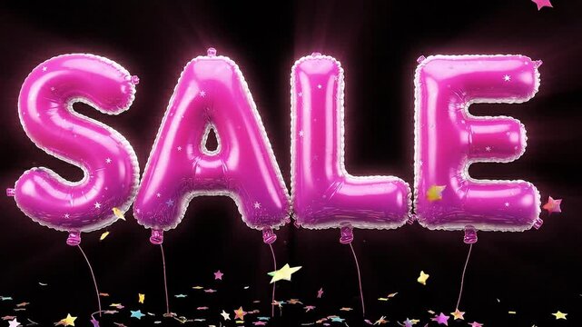 Balloons Announce a Special Sale: Big, bright, pink balloon letters spell out the word SALE.