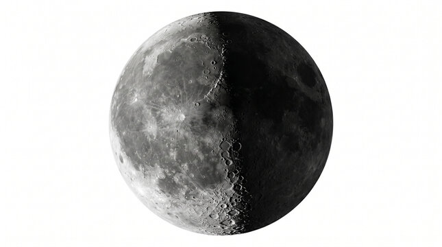 Half moon illuminated against a with night sky full moon astronomy celestial universe satellite reflection luminosity astrology midnight crescent new moon illumination as PNG asset