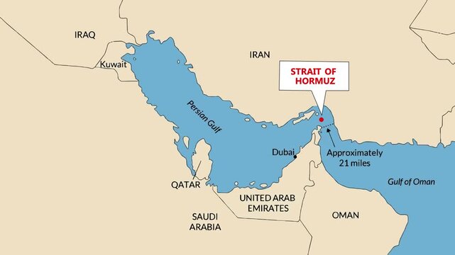 Strait of Hormuz Map Motion &ndash; Animated Middle East Trade Route and Maritime Chokepoint