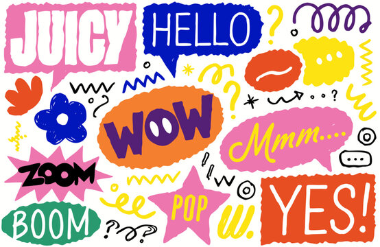 hand drawn speech bubbles with text vibrant colorful illustration on white background high quality professional detailed