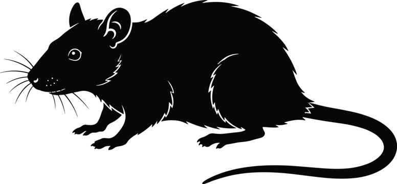 Rat silhouette black animal shape on a white background high quality professional detailed modern elegant stylish clean crisp vibrant colorful digital