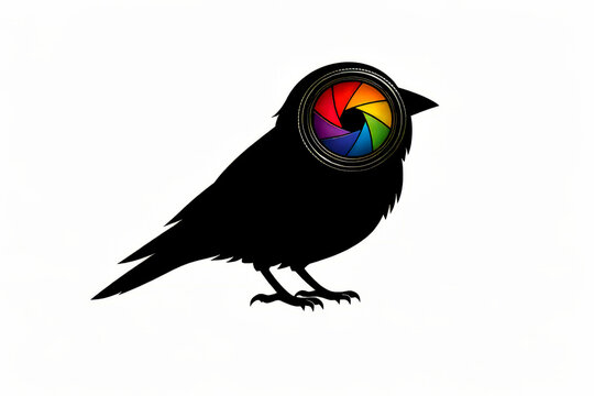 silueta de p&aacute;jaro con diafragma de colores