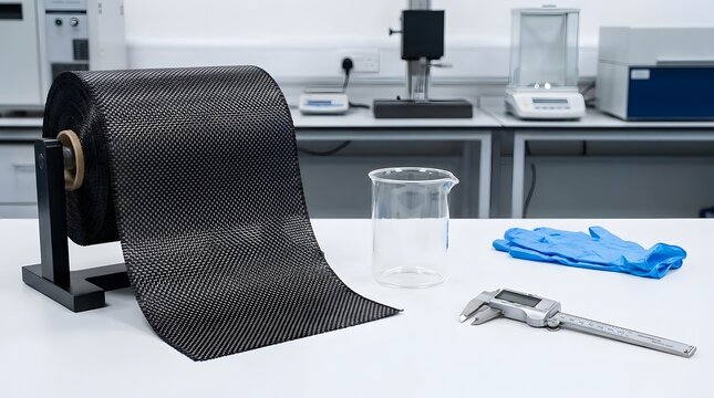 nanomaterials laboratory setup with nanotube mesh roll