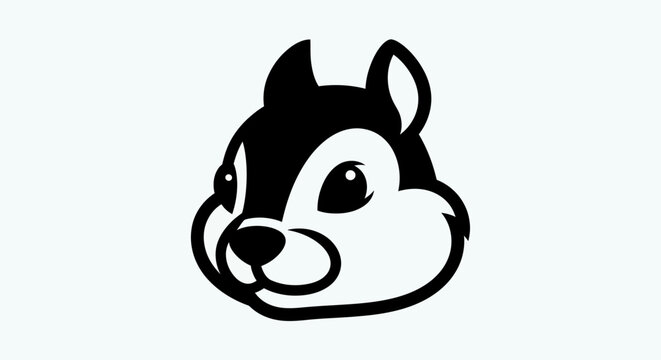 Black and white squirrel head illustration