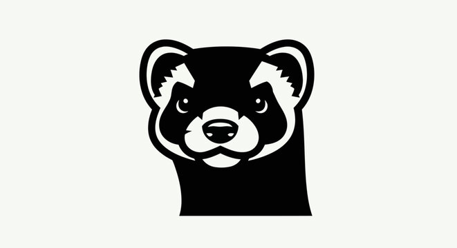 Black and white weasel portrait illustration