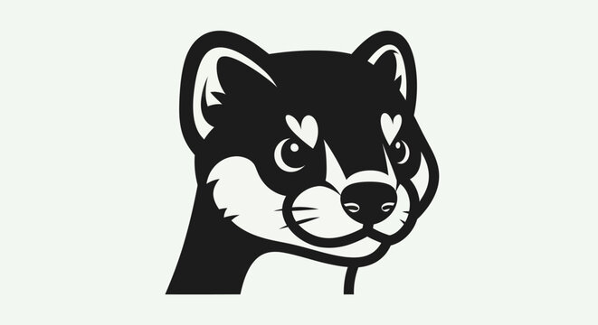 Black and white weasel portrait