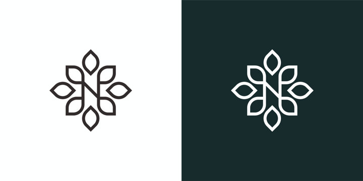Elegant floral logo design with letter N.