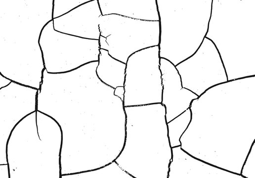 Cracked paint texture on white surface with irregular fractured lines in distressed grunge background
