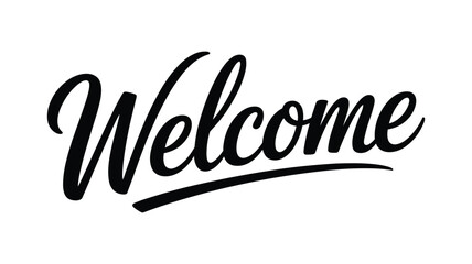 Fototapeta premium Keywords black handwritten style cursive welcome text on white background