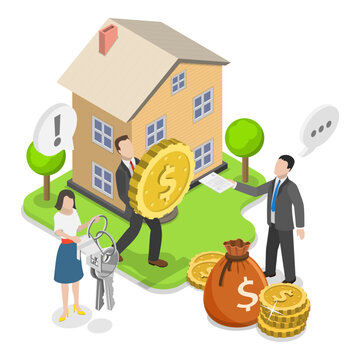 3D Isometric Flat Vector Illustration of Real Estate, Residential And Commercial Properties. Item 1