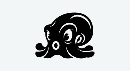 Black octopus illustration on white background © Yoamn
