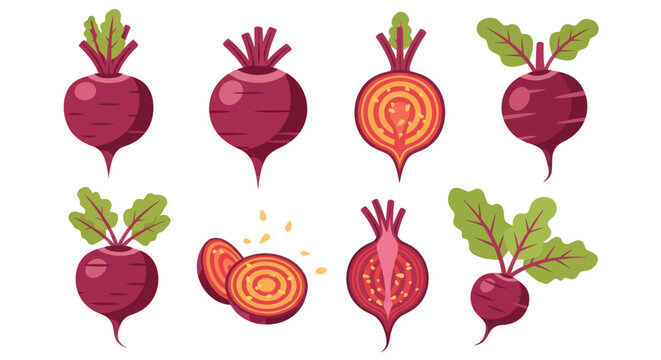 Vibrant beetroot collection on white background