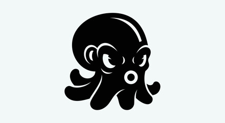 Black octopus illustration on white background © Yoamn