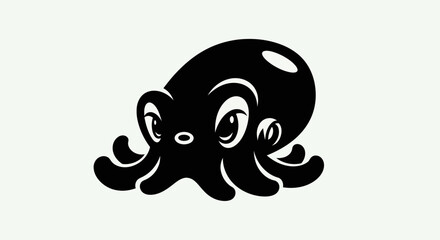 Black octopus illustration on white background © Yoamn
