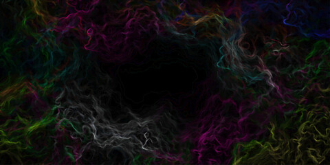 Ethereal swirling nebula of vibrant colors including pink purple green and blue against a dark void creating a cosmic abstract background © Arthur Vinsmoke
