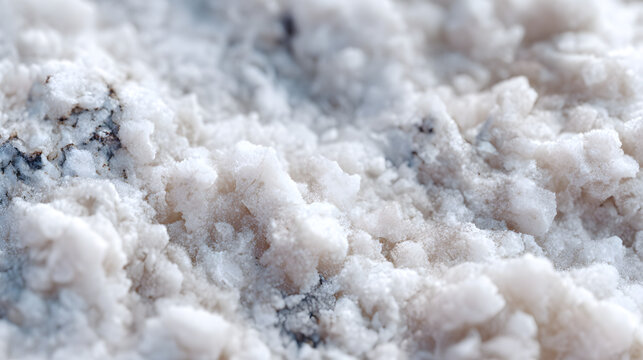 Natural salt crystals forming a rough texture on the ground