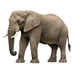 Fototapeta premium Large african elephant standing in profile isolated on transparent background