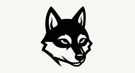 Fototapeta premium Black wolf head graphic on white background