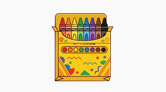 Vibrant crayons burst from a rectangular box, an eye-level shot that captures the array of colours. This box of drawing instruments.