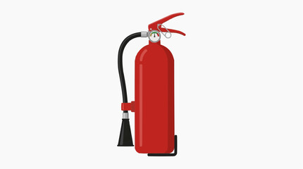 Fototapeta premium A red fire extinguisher stands upright, a symbol of safety and emergency preparedness, ready to combat the threat of fire in any situation. 