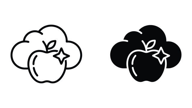 Simple apple icons with star in cloud background