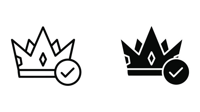 Black and white crown icon with checkmark approval symbol