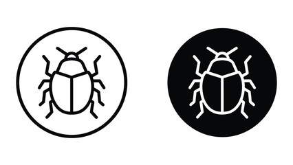 White and black ladybug icon on contrasting circular backgrounds © Jahidul