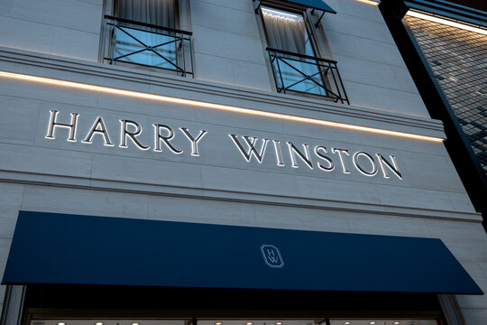 Tokyo, Japan - March 15, 2026: Harry Winston luxury jewelry storefront and entrance in Tokyo, Japan.