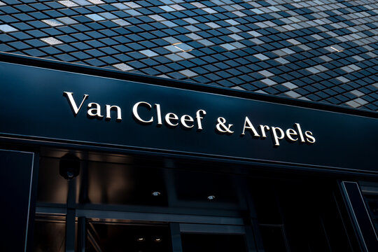 Tokyo, Japan - March 15, 2026: Van Cleef and Arpels luxury jewelry storefront and entrance in Tokyo, Japan.

