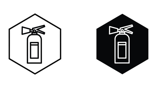 Fire extinguisher safety icon with black and white background