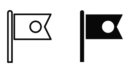 Naklejka premium Black and white flag icon with circle design on pole