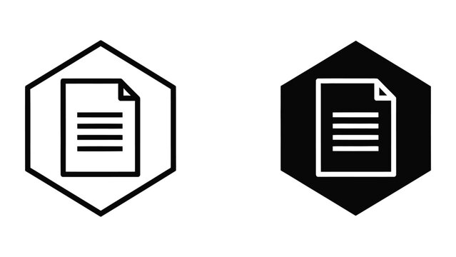Minimalist document icon with hexagonal border in two styles