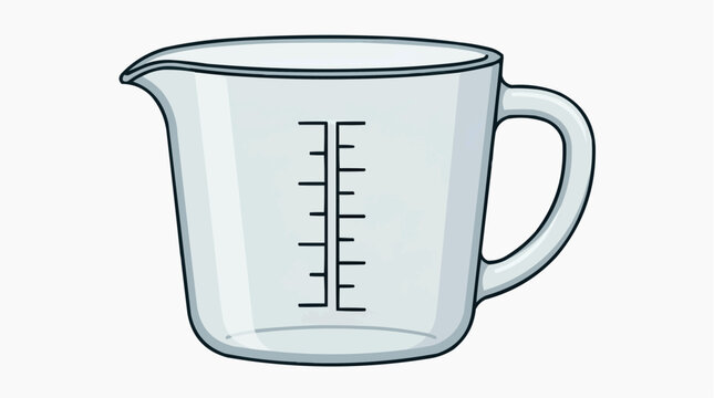 A precise, clear measuring cup, illustrated to emphasize accuracy and clarity, essential for culinary precision and laboratory use. 