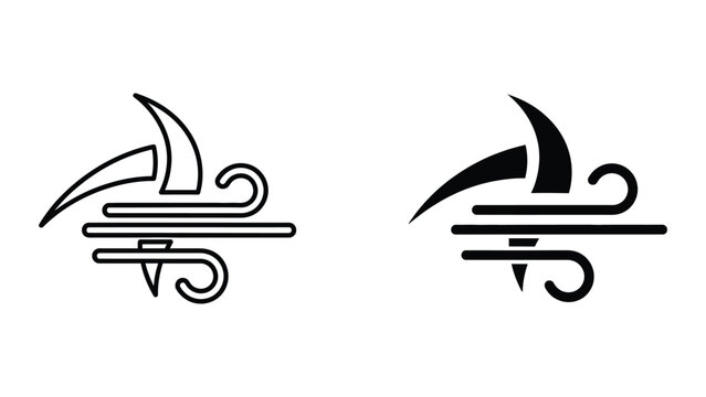 Black and white stylized sickle and hammer icons