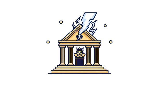 Ancient Greek Temple Struck by Lightning, Zeus Symbolism, Mythology