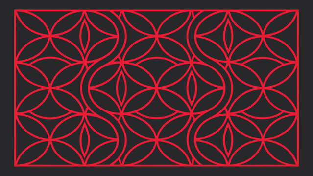 Geometric pattern with interlocking circles in gold on black