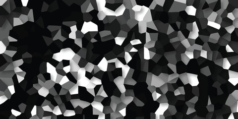 Monochromatic abstract geometric mosaic with sharp polygonal shapes in shades of gray and white creating a textured and visually striking background for design applications © Arthur Vinsmoke
