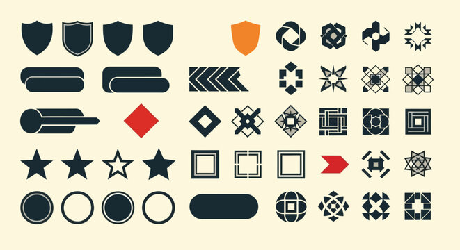 Minimalist geometric and symbolic icons set Vector
