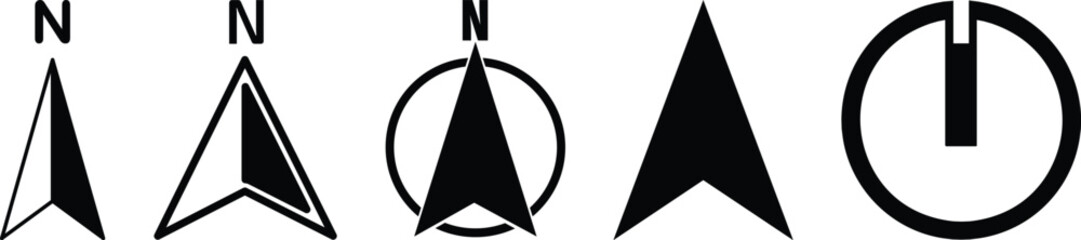 North arrow icon set. GPS north pointer for navigation signs. Compass north arrow.PNG Minimalist compass arrow north.north arrow vector icon . n direction sign . isolated transparent. © Hafsa
