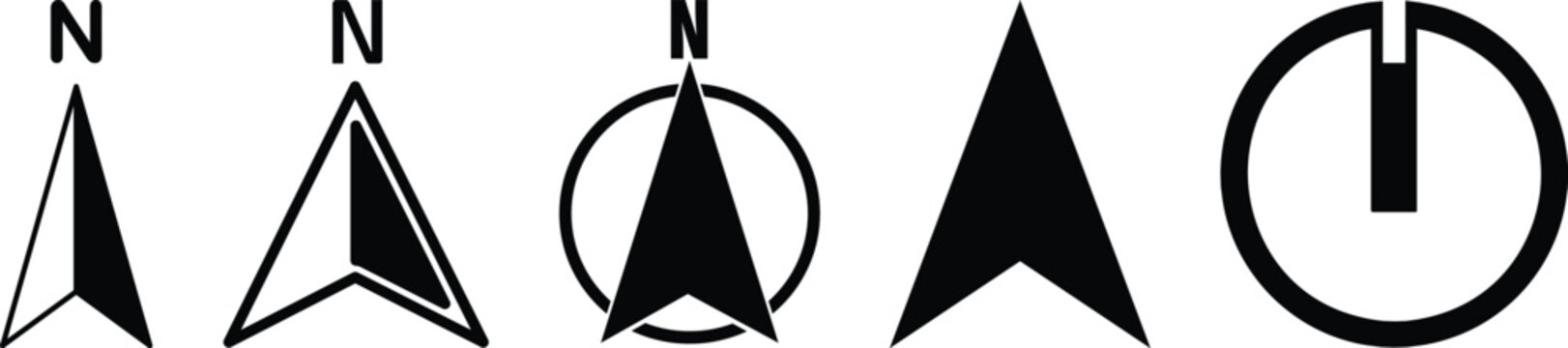 North arrow icon set. GPS north pointer for navigation signs. Compass north arrow.PNG Minimalist compass arrow north.north arrow vector icon . n direction sign . isolated transparent.
