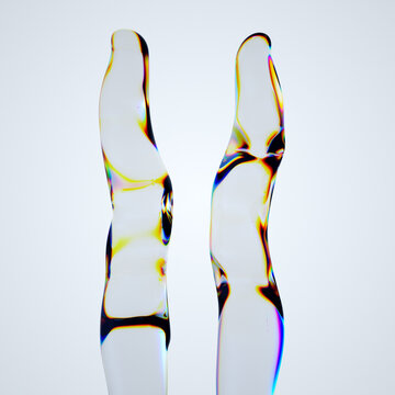 Figuras hechas en 3D tornasol. a visually striking 3d render showcasing abstract glass and liquid forms with vibrant blue and purple gradients flowing dynamically.