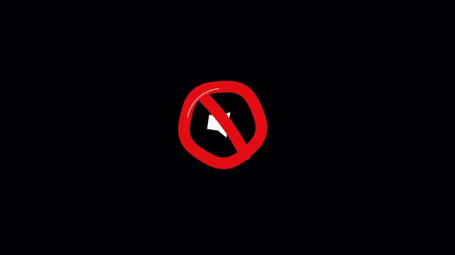 Red circle with a slash through a white shape on a black background, representing a prohibition or restriction